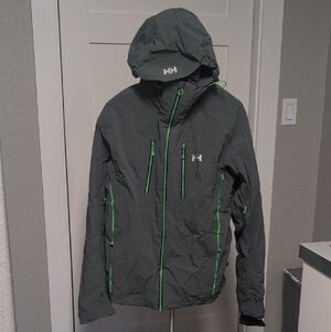 Helly Hansen Men's Gray Jacket with Bright Green Details
